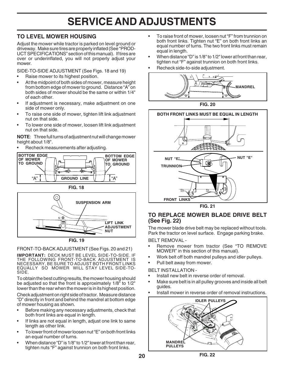 Service and adjustments | Poulan 183041 User Manual | Page 20 / 48