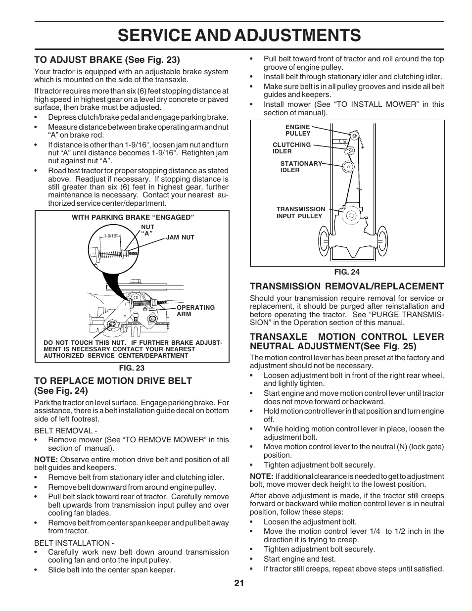Service and adjustments | Poulan 183041 User Manual | Page 21 / 48