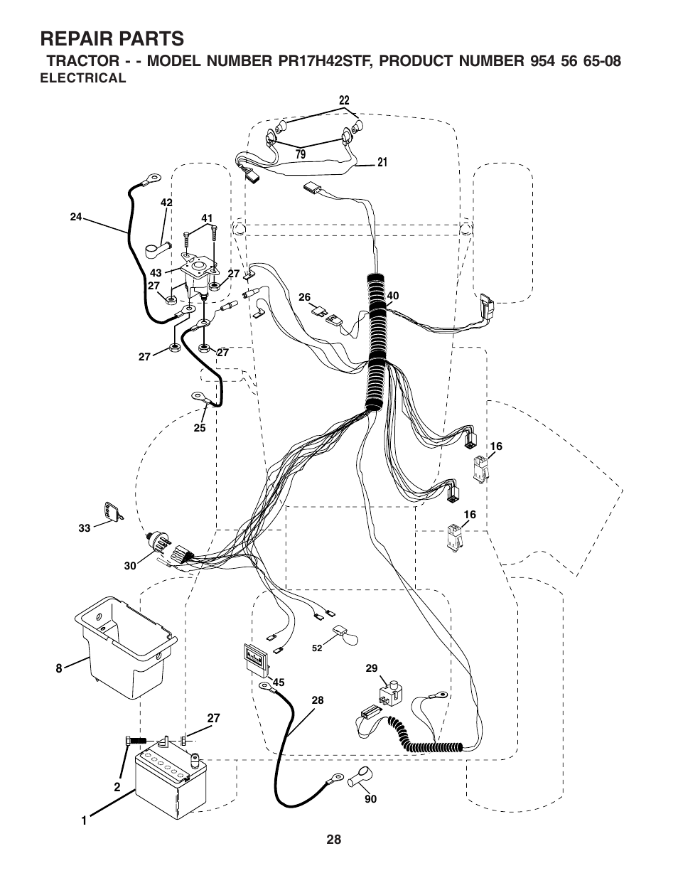 Repair parts, Electrical | Poulan 183041 User Manual | Page 28 / 48