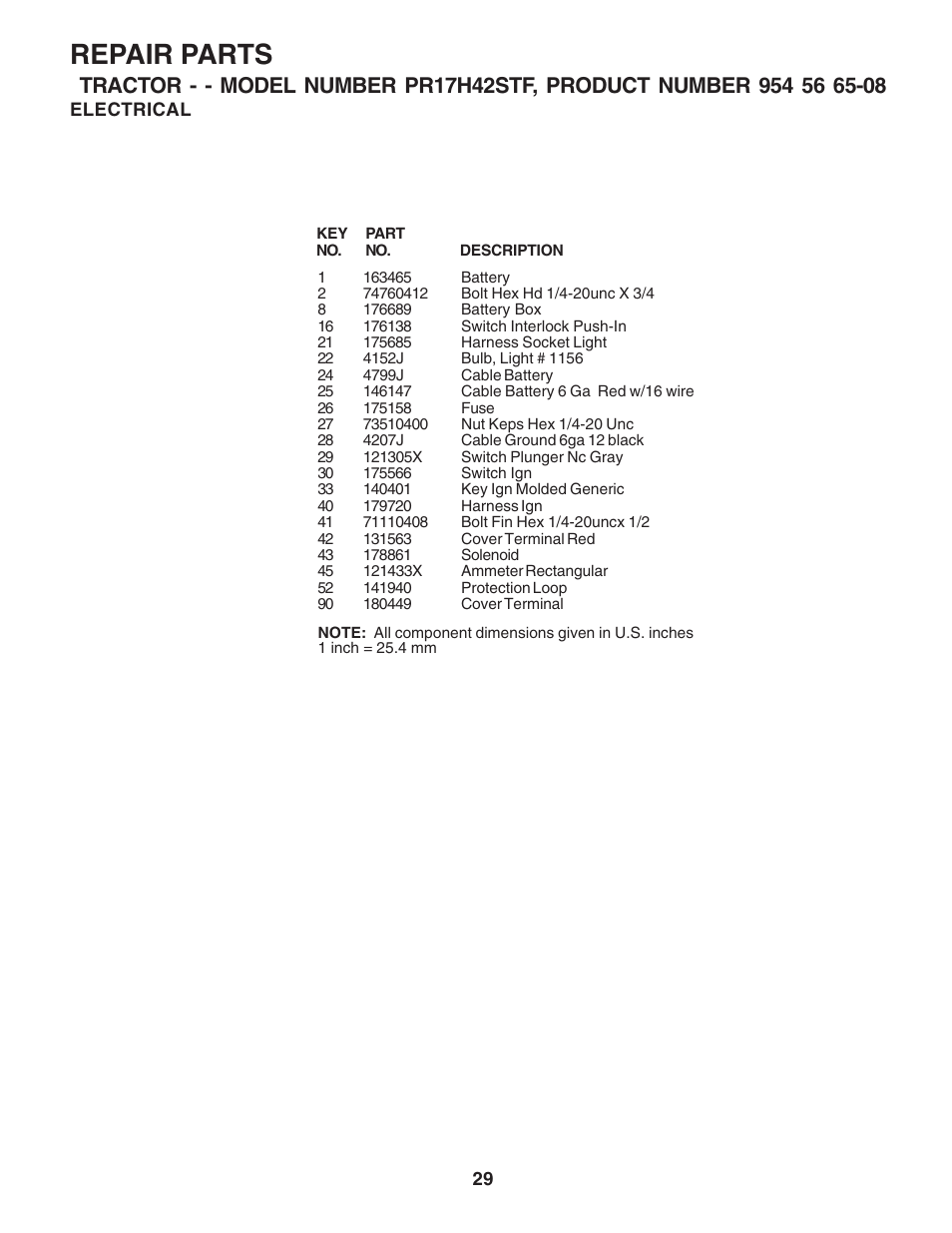 Repair parts | Poulan 183041 User Manual | Page 29 / 48