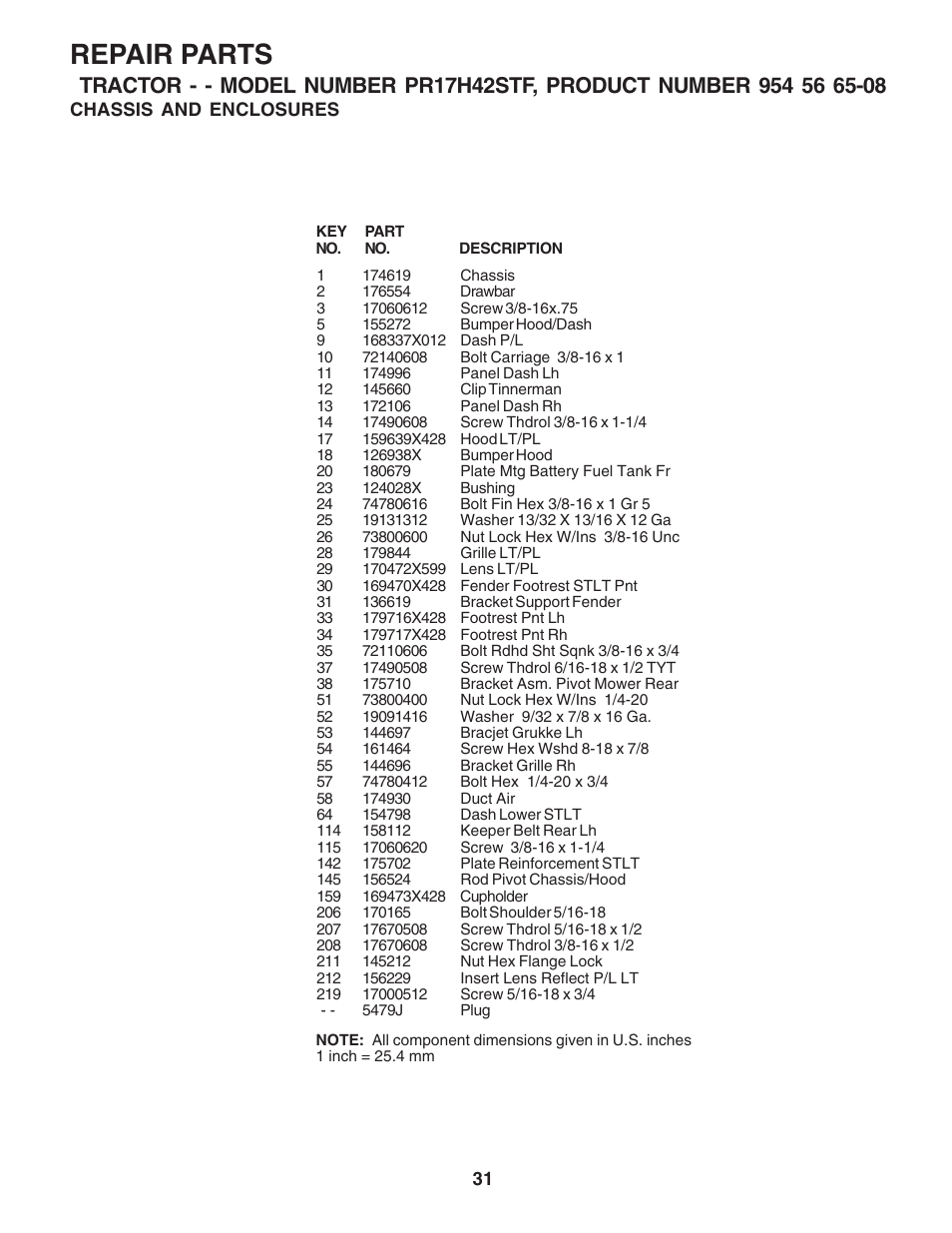 Repair parts | Poulan 183041 User Manual | Page 31 / 48
