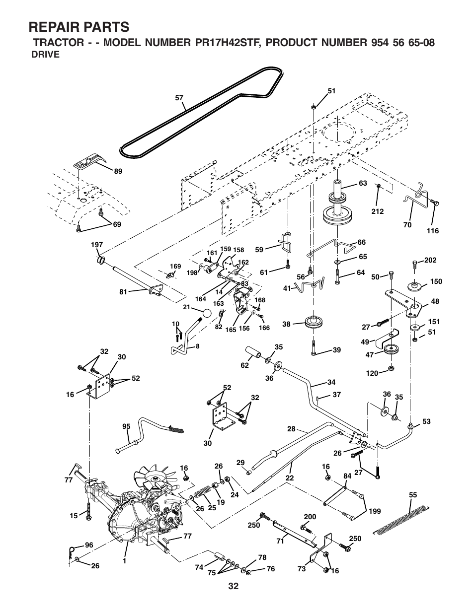 Repair parts, Drive | Poulan 183041 User Manual | Page 32 / 48