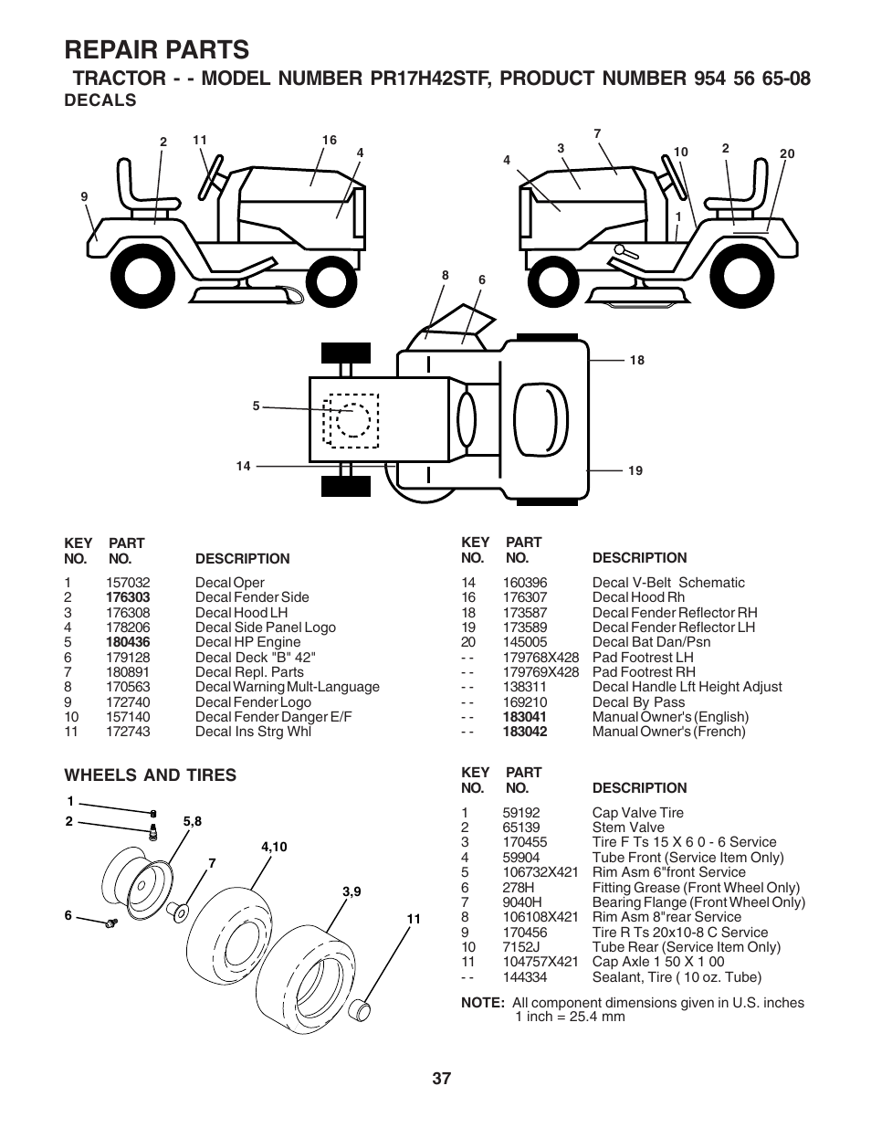 Repair parts | Poulan 183041 User Manual | Page 37 / 48