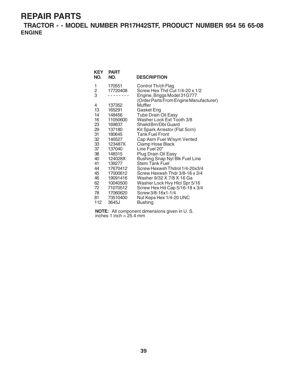 Repair parts | Poulan 183041 User Manual | Page 39 / 48