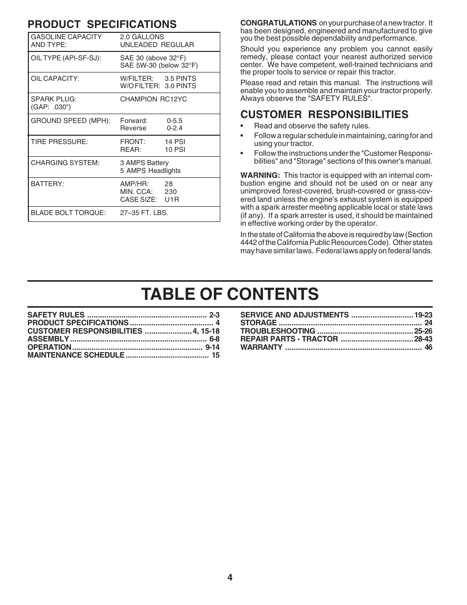 Poulan 183041 User Manual | Page 4 / 48