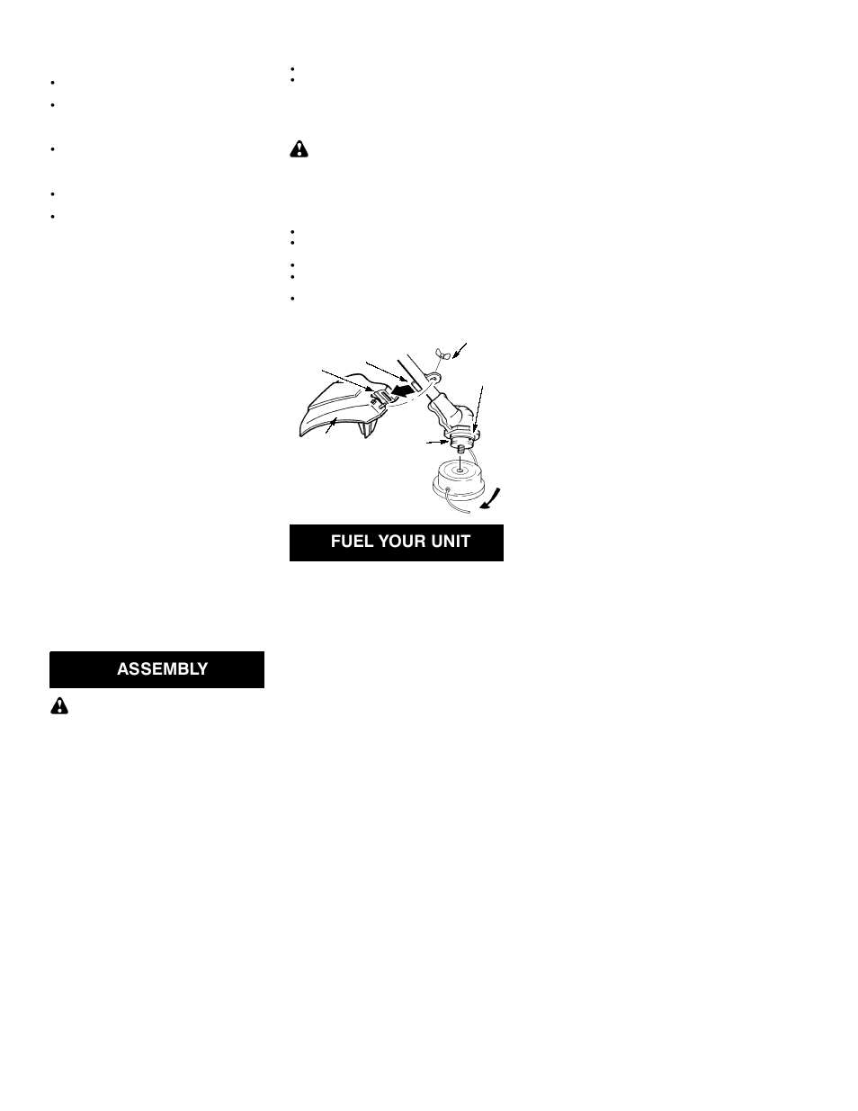 Assembly, Fuel your unit | Poulan 530085854 User Manual | Page 3 / 6