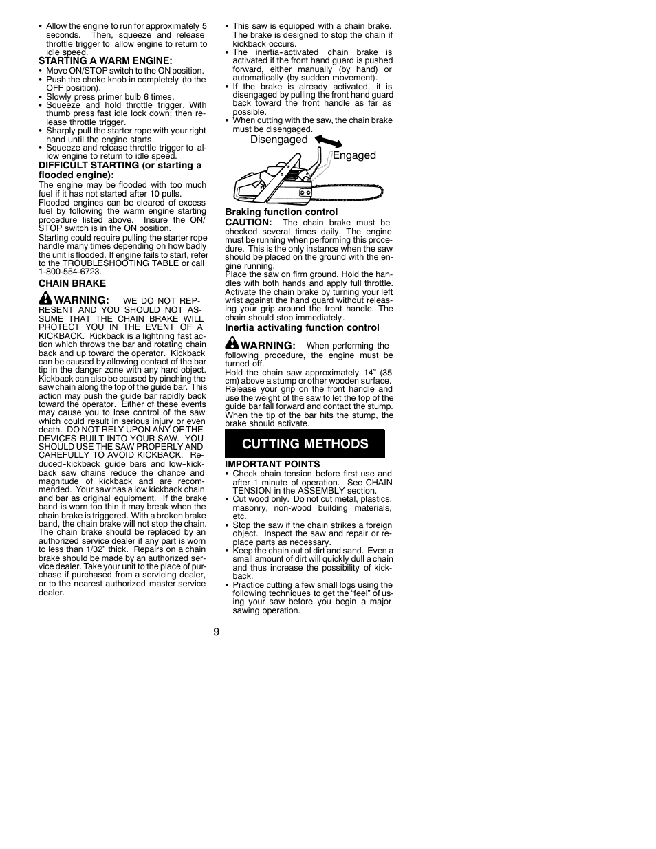 Cutting methods | Poulan 1950 User Manual | Page 9 / 16