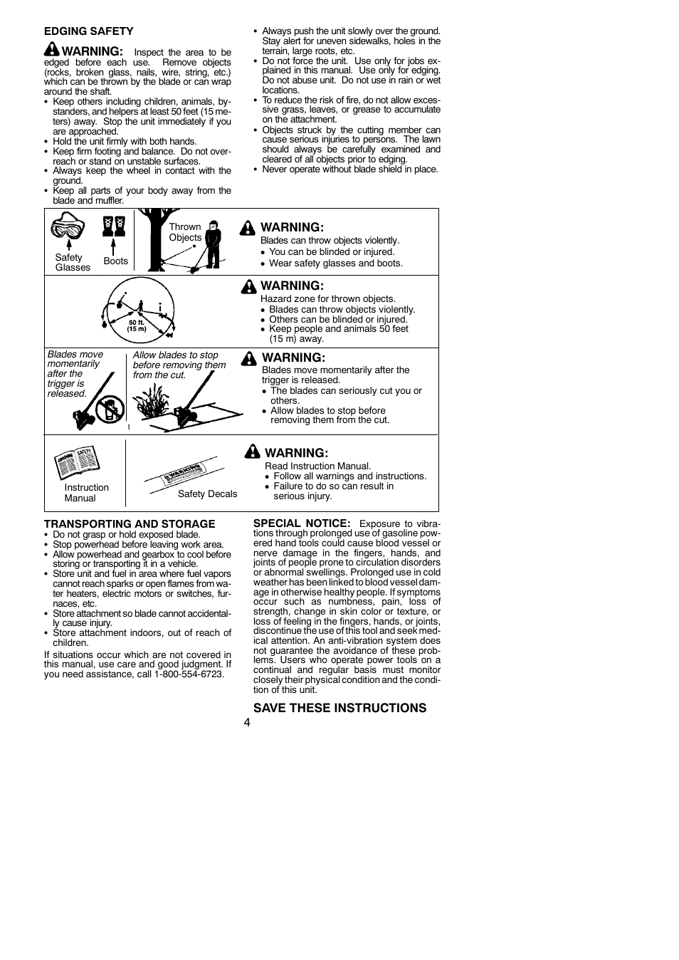 Warning, Save these instructions | Poulan PPB1000E User Manual | Page 4 / 9