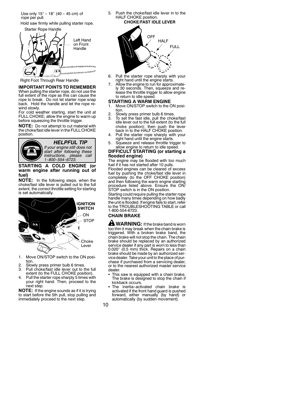Helpful tip, Warning | Poulan PPB3416 User Manual | Page 10 / 19