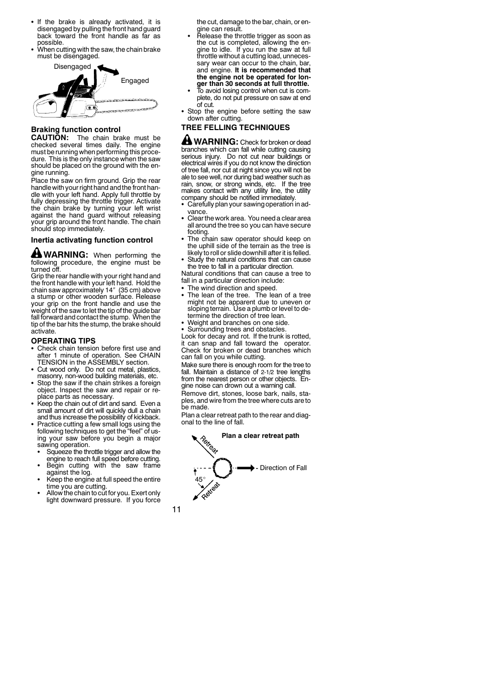 Warning | Poulan PPB3416 User Manual | Page 11 / 19