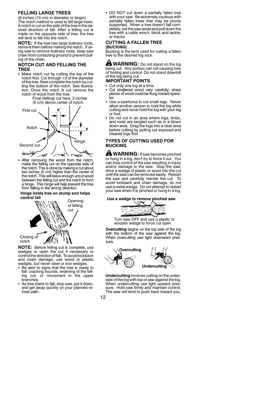 Warning | Poulan PPB3416 User Manual | Page 12 / 19