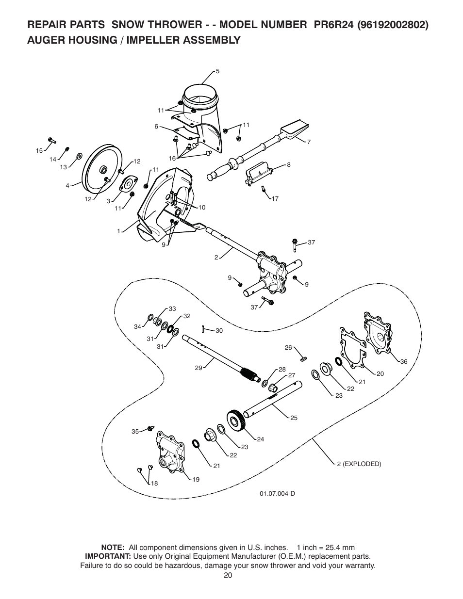 Poulan Pro PR6R24 SNOW THROWER User Manual | Page 20 / 40