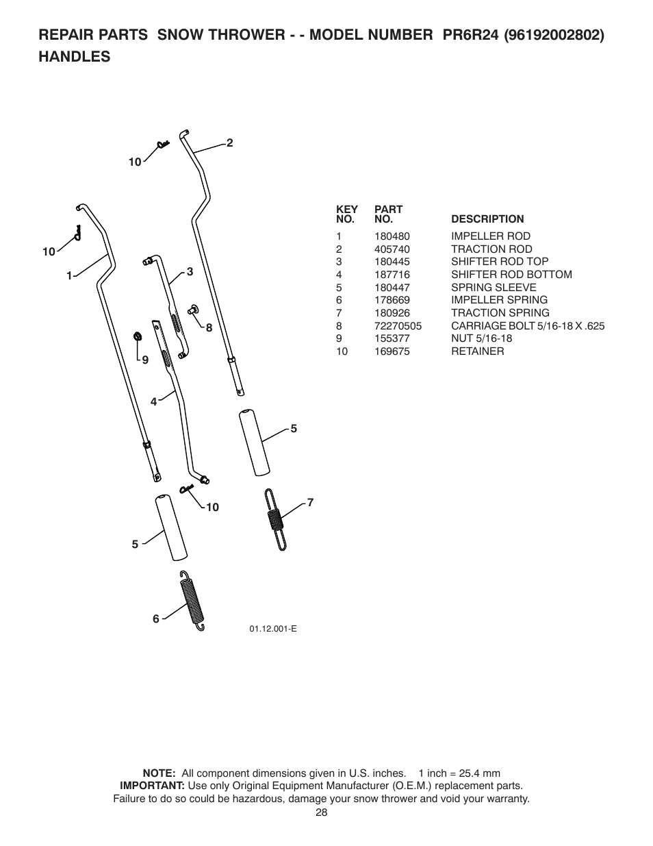 Poulan Pro PR6R24 SNOW THROWER User Manual | Page 28 / 40