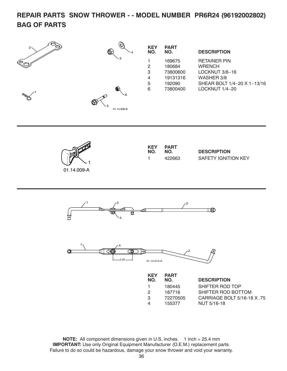 Poulan Pro PR6R24 SNOW THROWER User Manual | Page 36 / 40