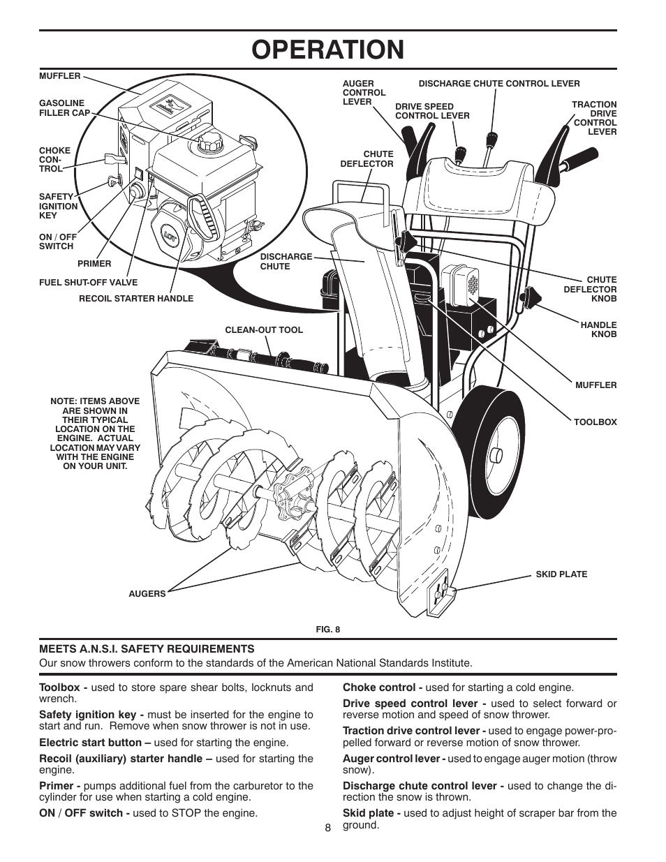 Operation | Poulan Pro PR6R24 SNOW THROWER User Manual | Page 8 / 40