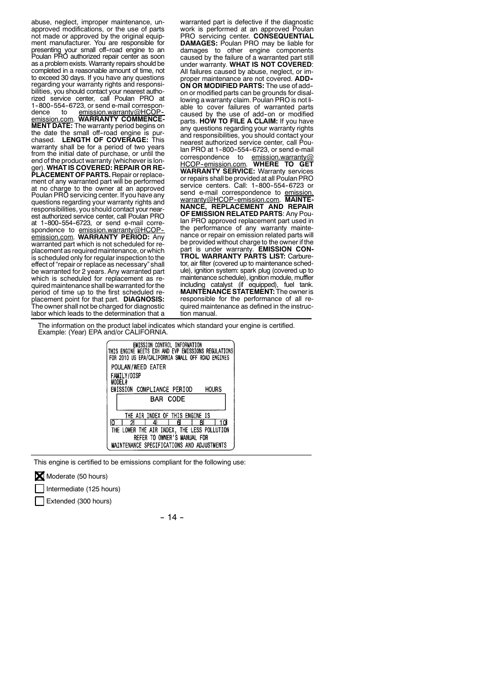 Poulan Pro BVM210VS User Manual | Page 14 / 14