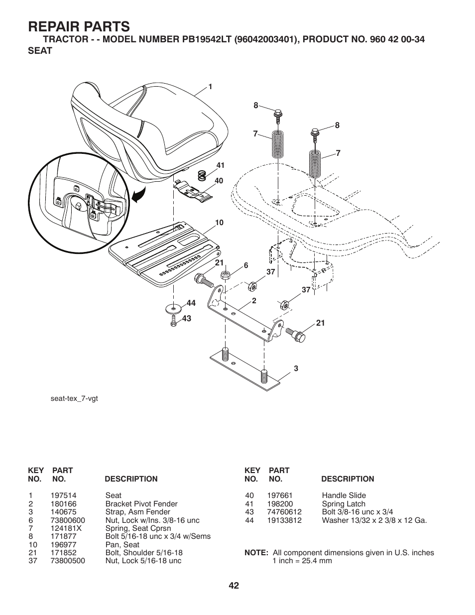 Repair parts | Poulan 413420 User Manual | Page 42 / 48