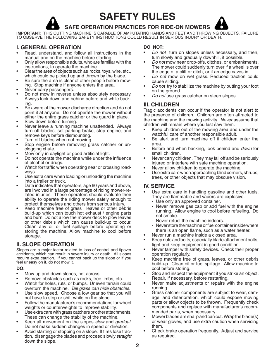 Safety rules | Poulan 184581 User Manual | Page 2 / 48