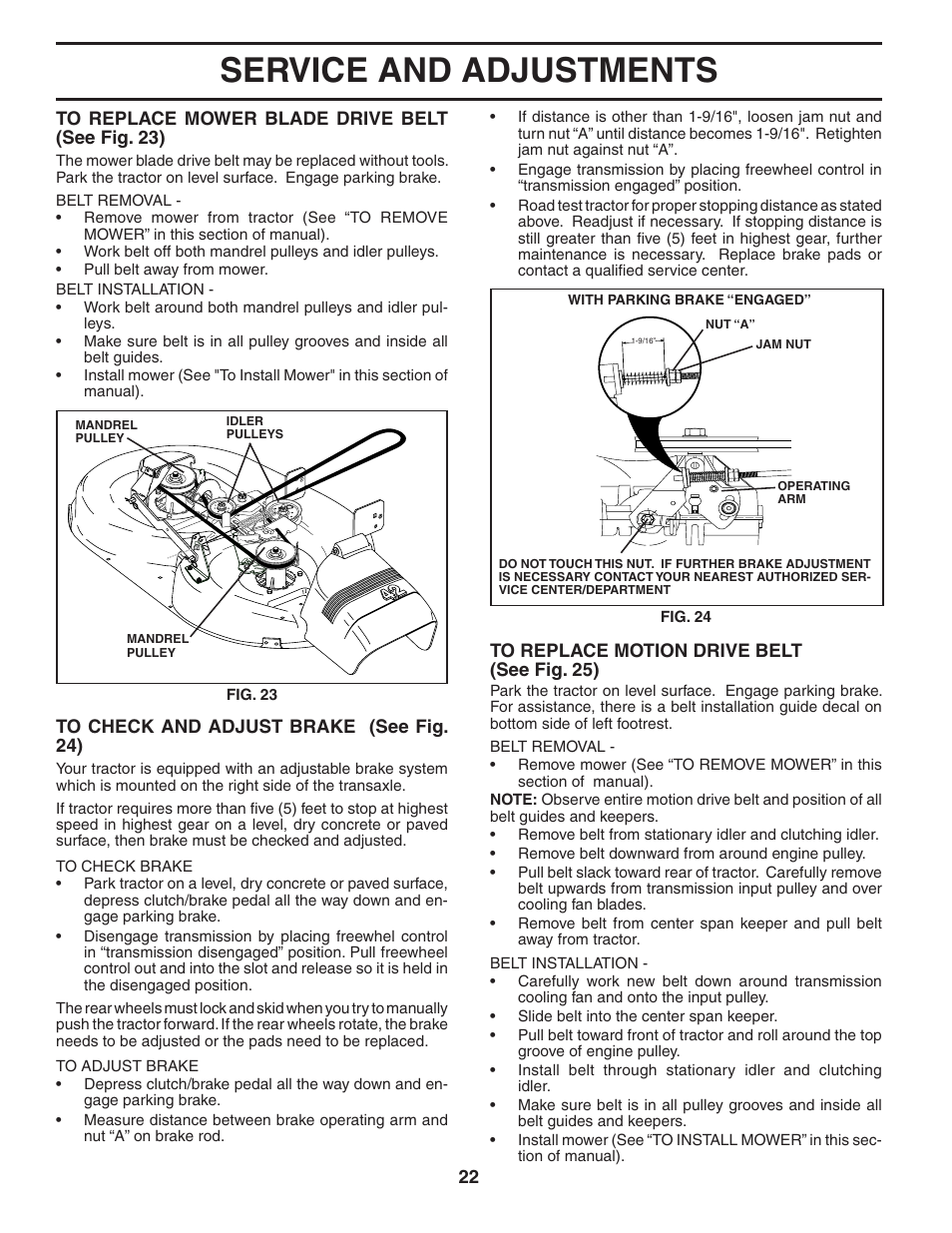 Service and adjustments | Poulan 184581 User Manual | Page 22 / 48