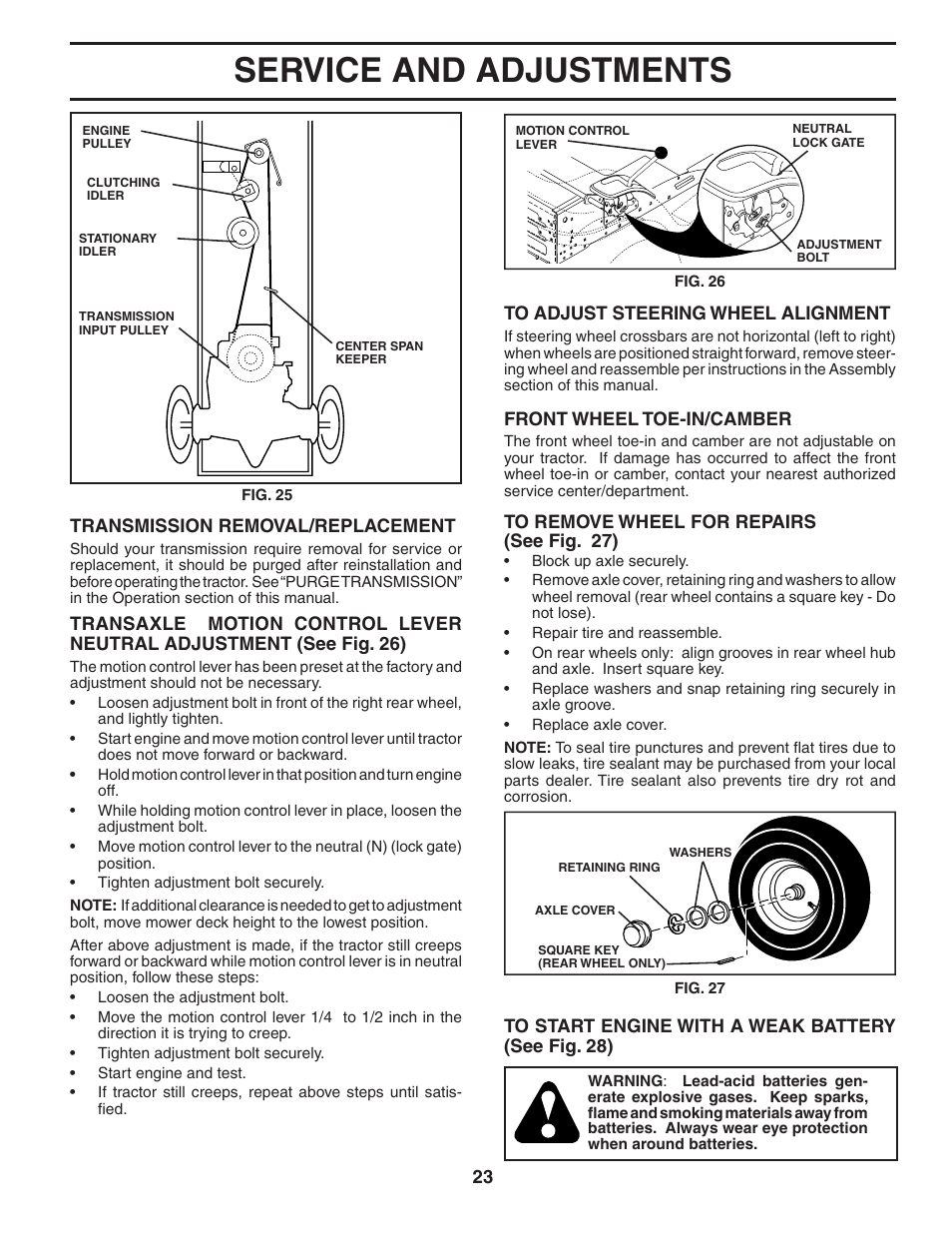 Service and adjustments | Poulan 184581 User Manual | Page 23 / 48