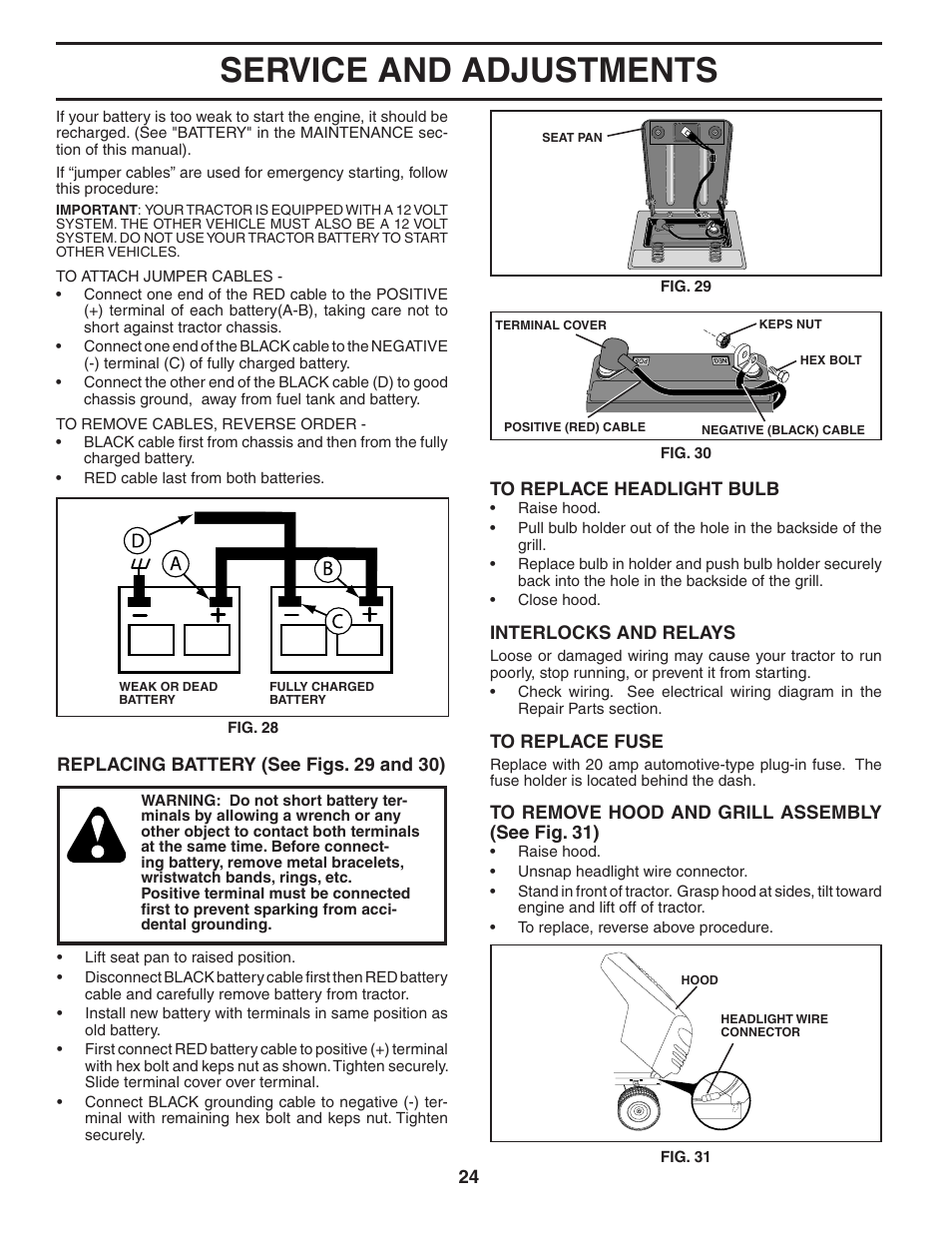 Service and adjustments | Poulan 184581 User Manual | Page 24 / 48