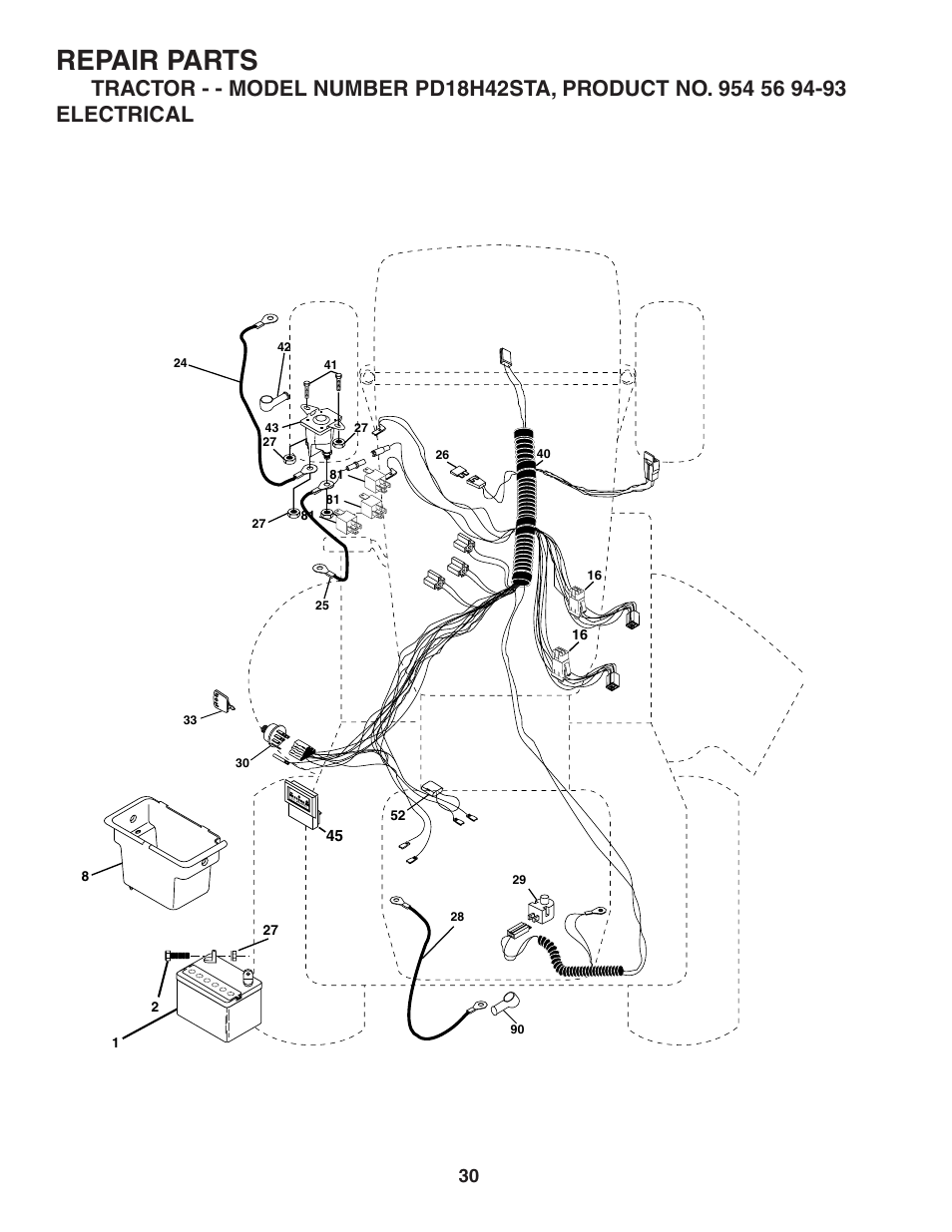 Repair parts | Poulan 184581 User Manual | Page 30 / 48