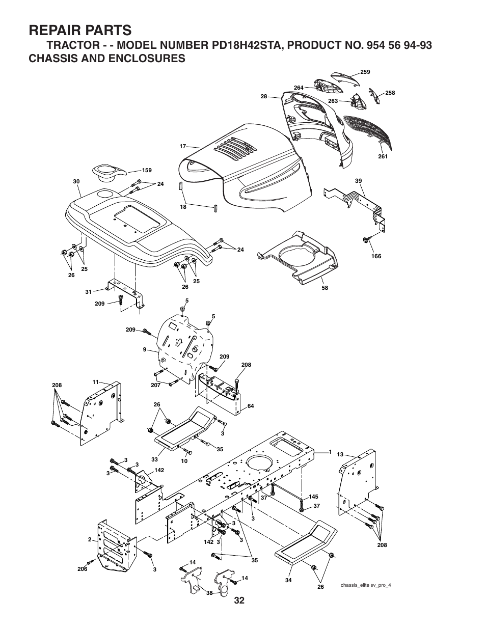 Repair parts | Poulan 184581 User Manual | Page 32 / 48