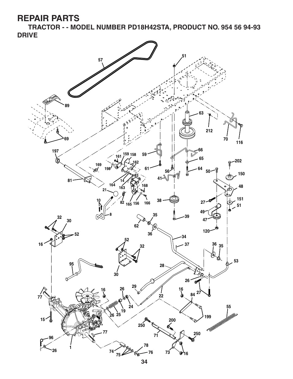 Repair parts | Poulan 184581 User Manual | Page 34 / 48