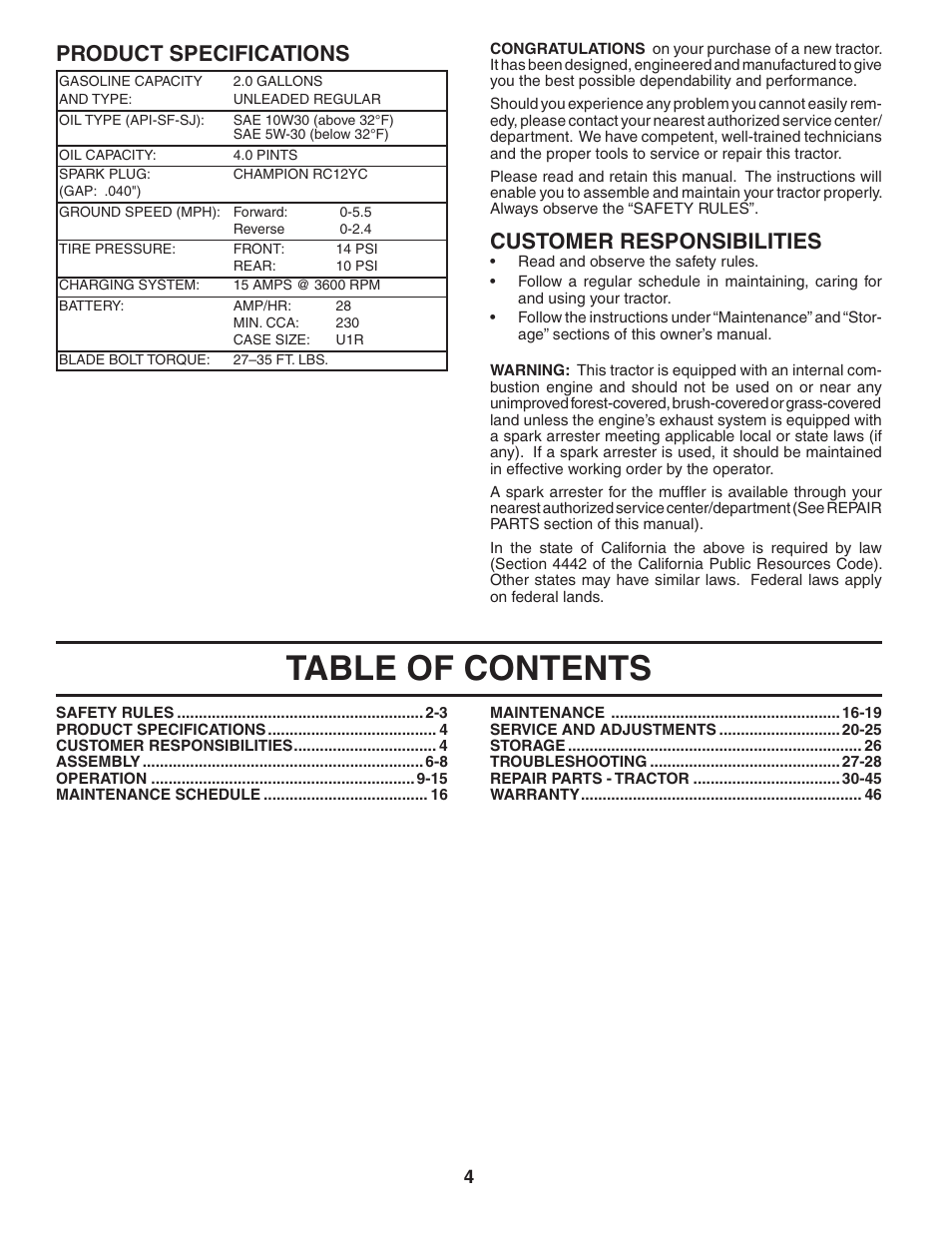 Poulan 184581 User Manual | Page 4 / 48