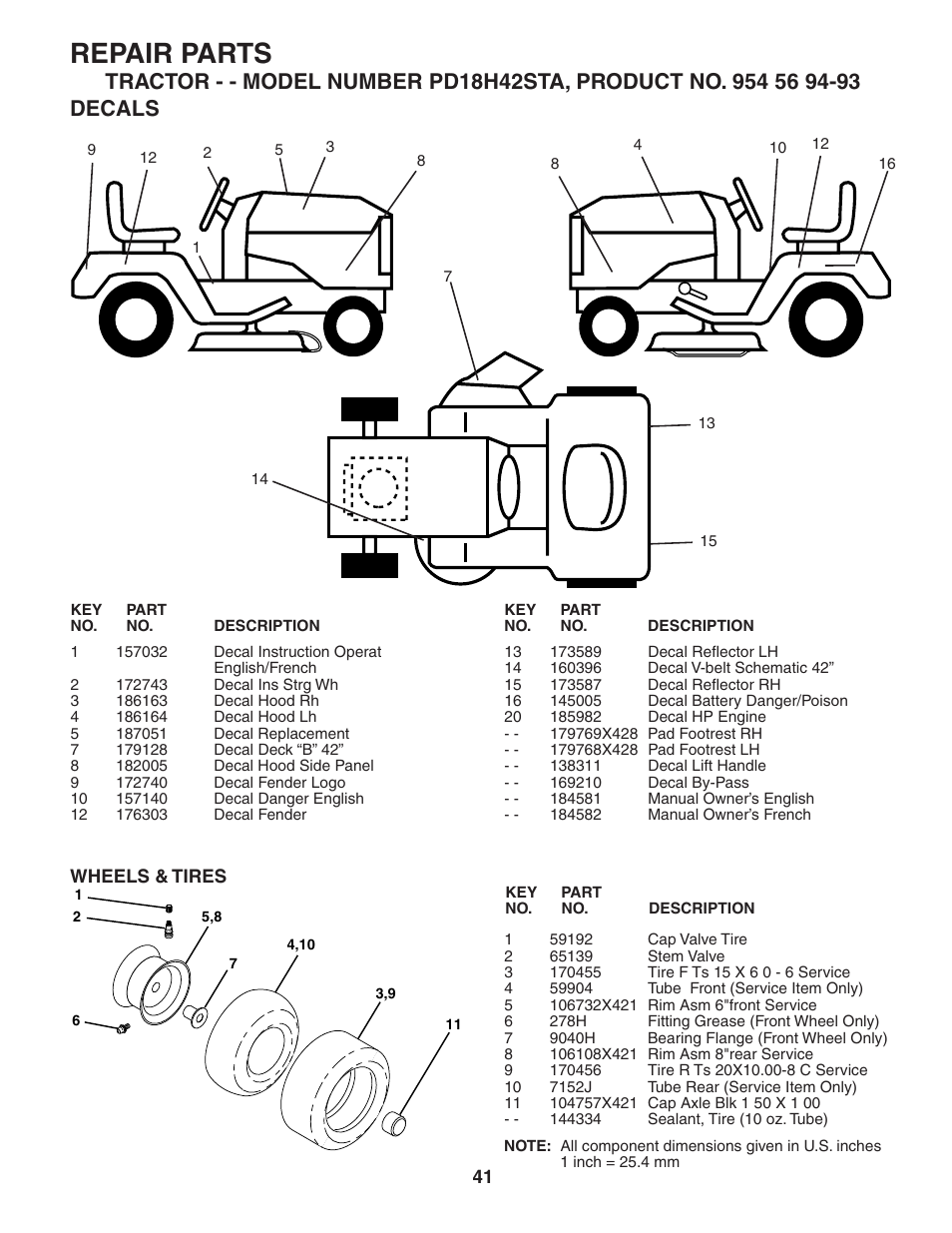 Repair parts | Poulan 184581 User Manual | Page 41 / 48