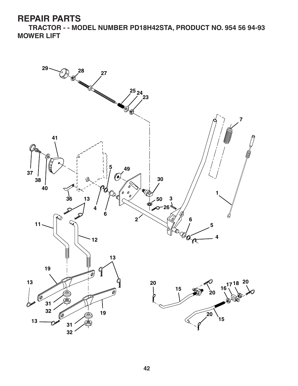 Repair parts | Poulan 184581 User Manual | Page 42 / 48