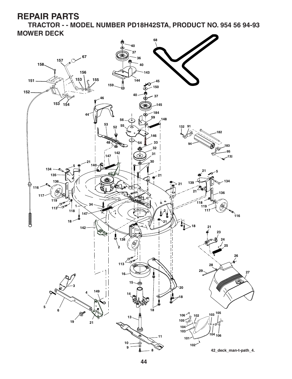 Repair parts | Poulan 184581 User Manual | Page 44 / 48