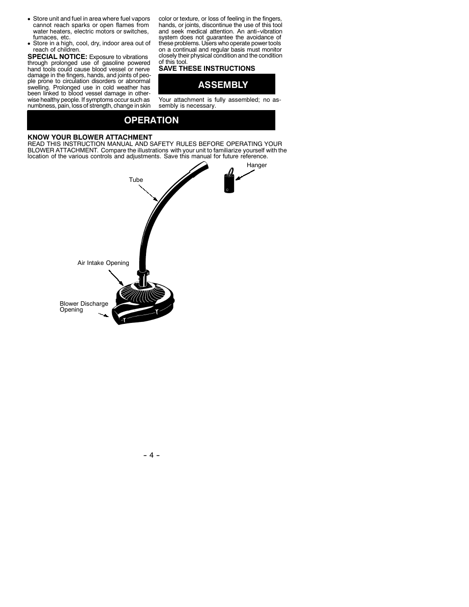 Assembly, Operation | Poulan Pro PP3000B User Manual | Page 4 / 6