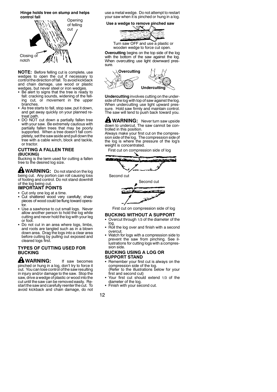 Warning | Poulan 1950 LE User Manual | Page 12 / 18