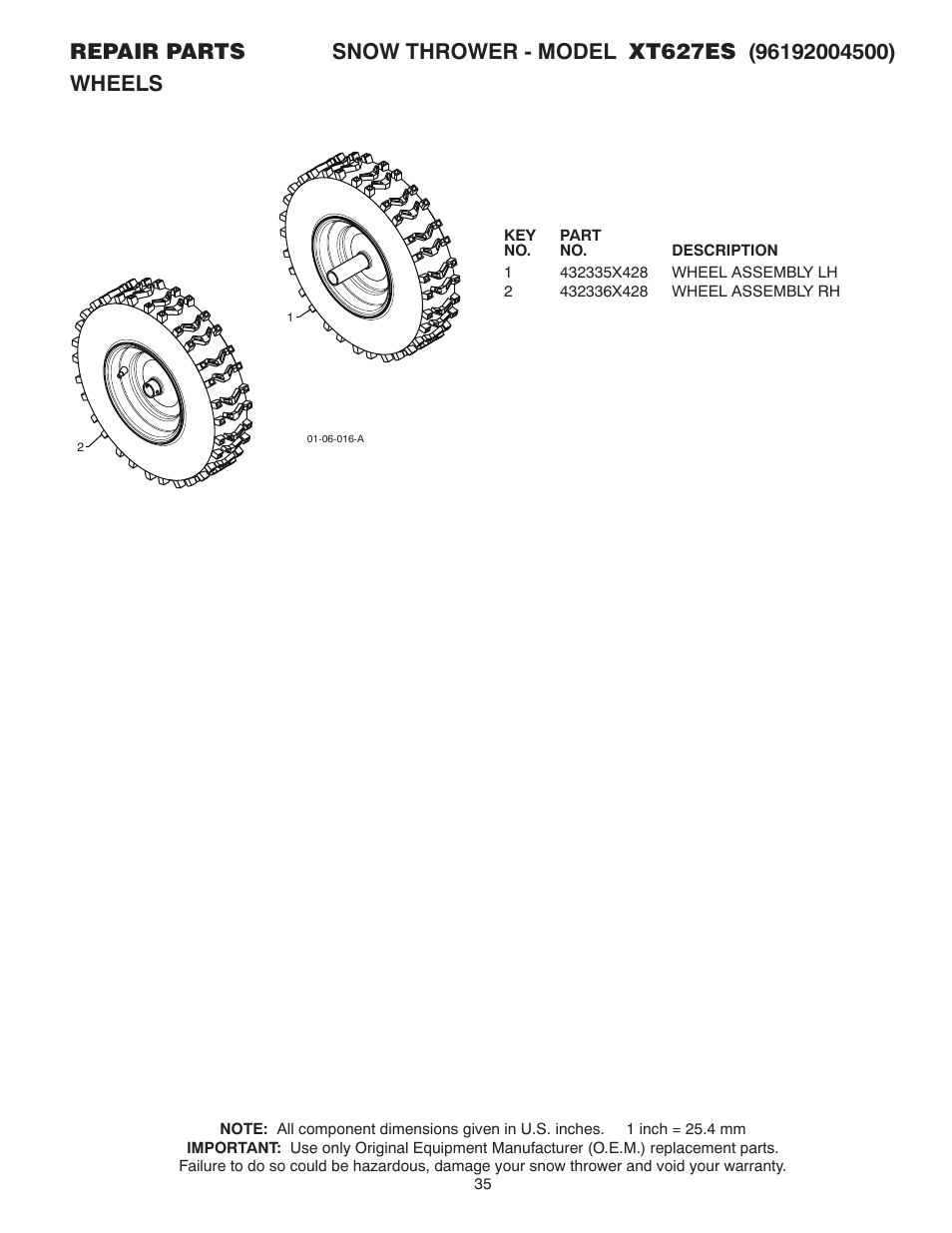 Wheels | Poulan XT 96192004500 User Manual | Page 35 / 40