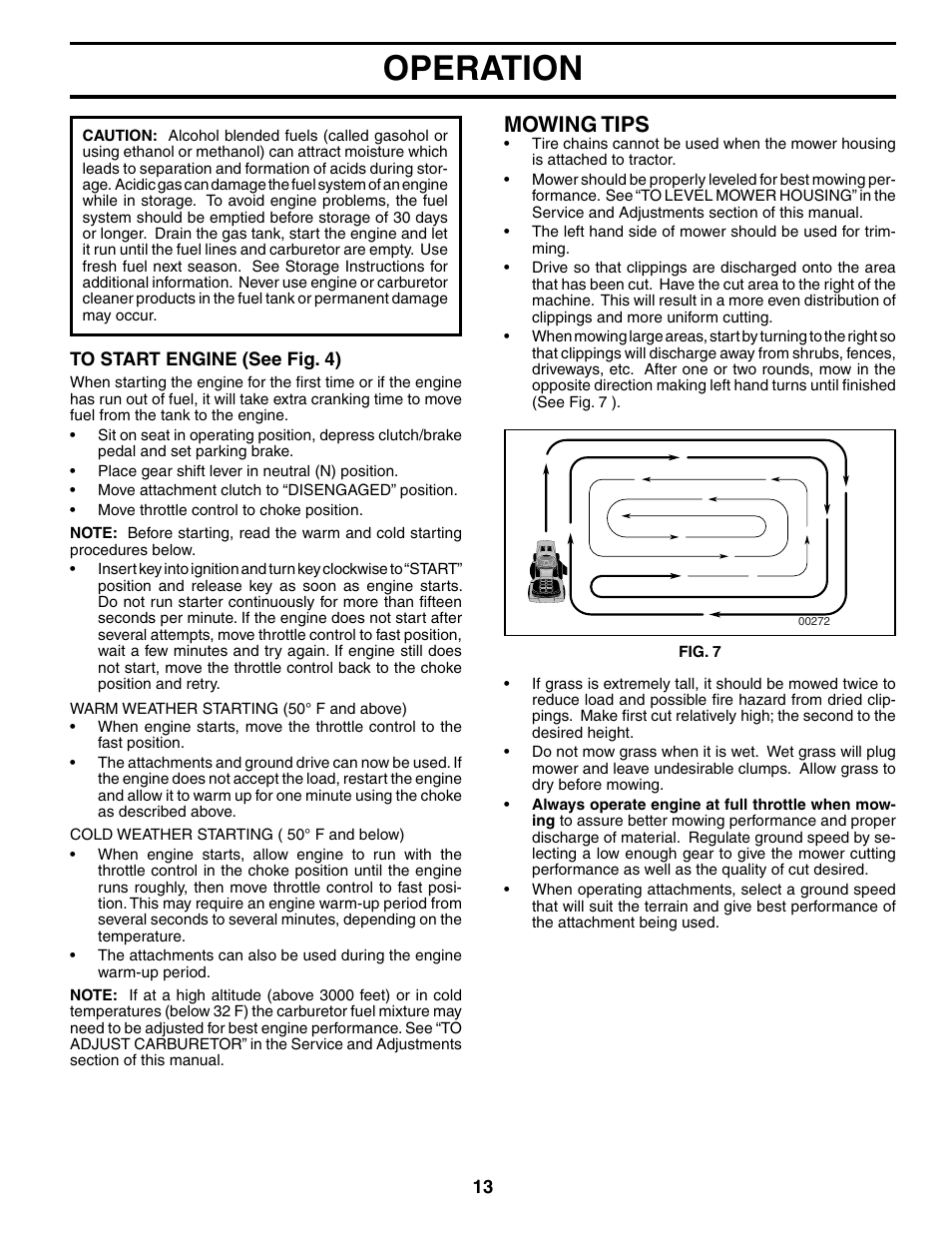 Operation, Mowing tips | Poulan 191713 User Manual | Page 13 / 29