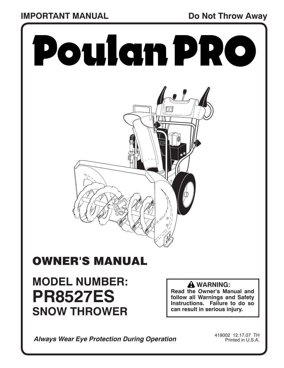 Poulan 419002 User Manual | 32 pages