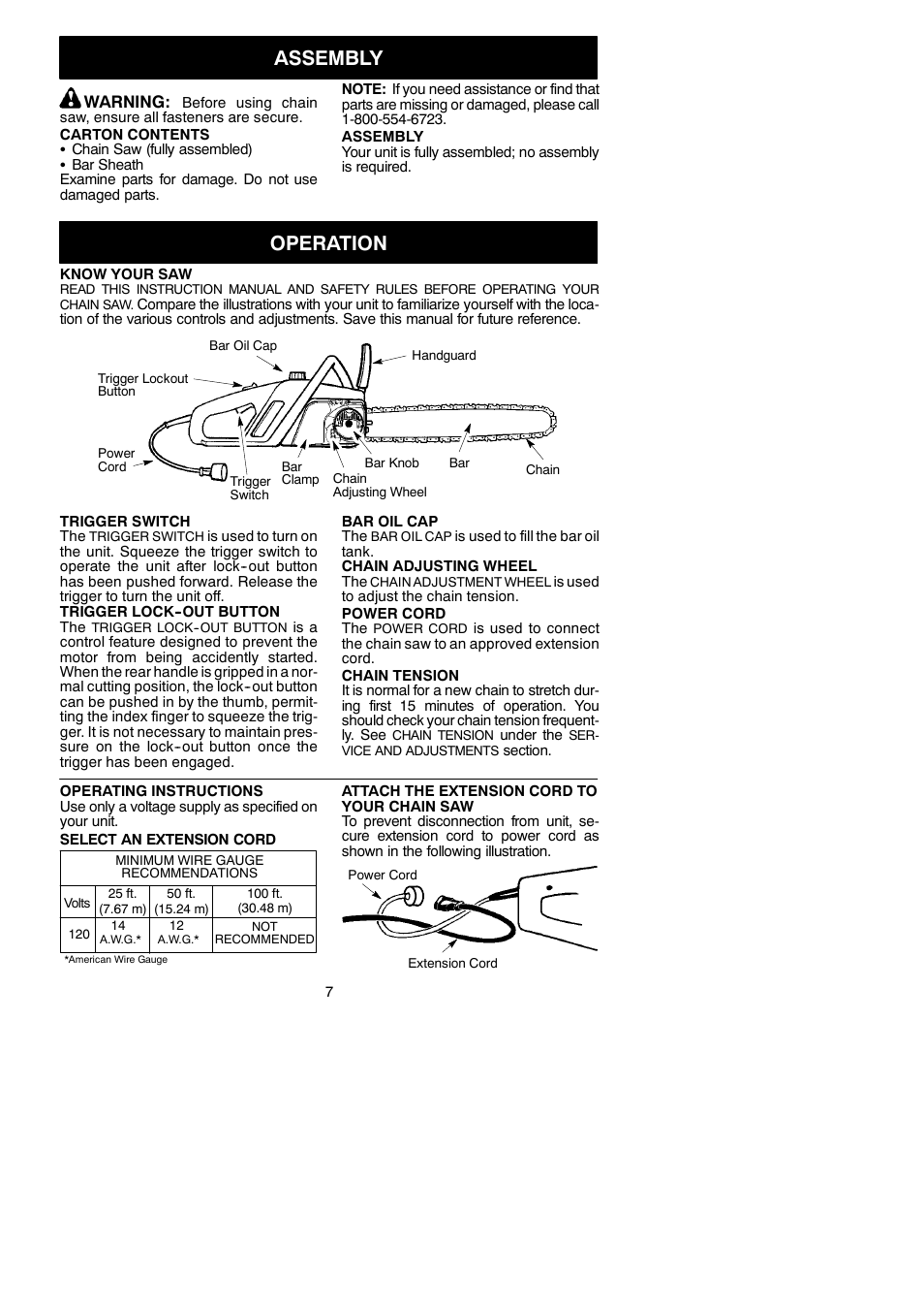 Assembly, Operation | Poulan 966432901 User Manual | Page 7 / 18