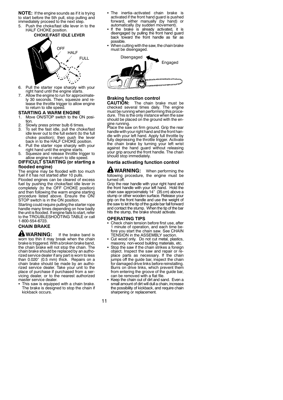 Warning | Poulan Pro SM4218AVX User Manual | Page 11 / 21