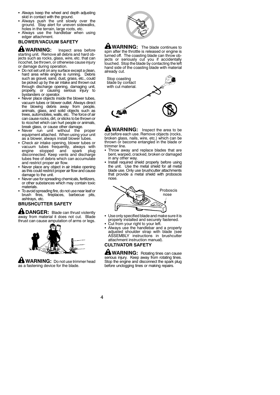 Warning, Danger | Poulan Pro SM705 User Manual | Page 4 / 16