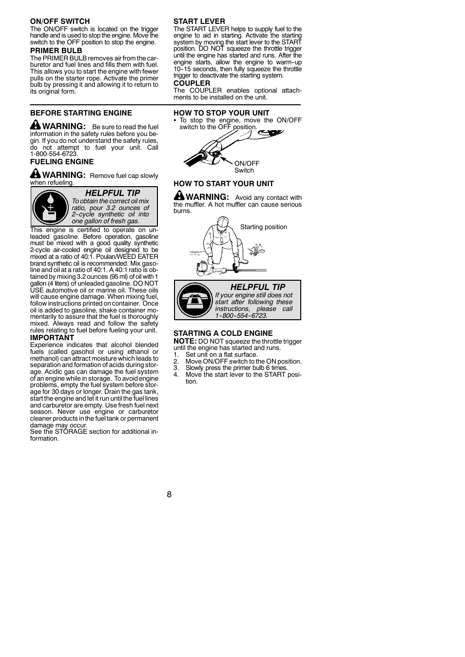 Warning, Helpful tip | Poulan Pro SM705 User Manual | Page 8 / 16