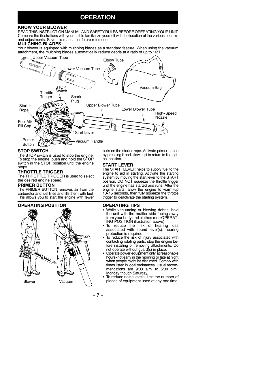 Operation | Poulan 545186830 User Manual | Page 7 / 14