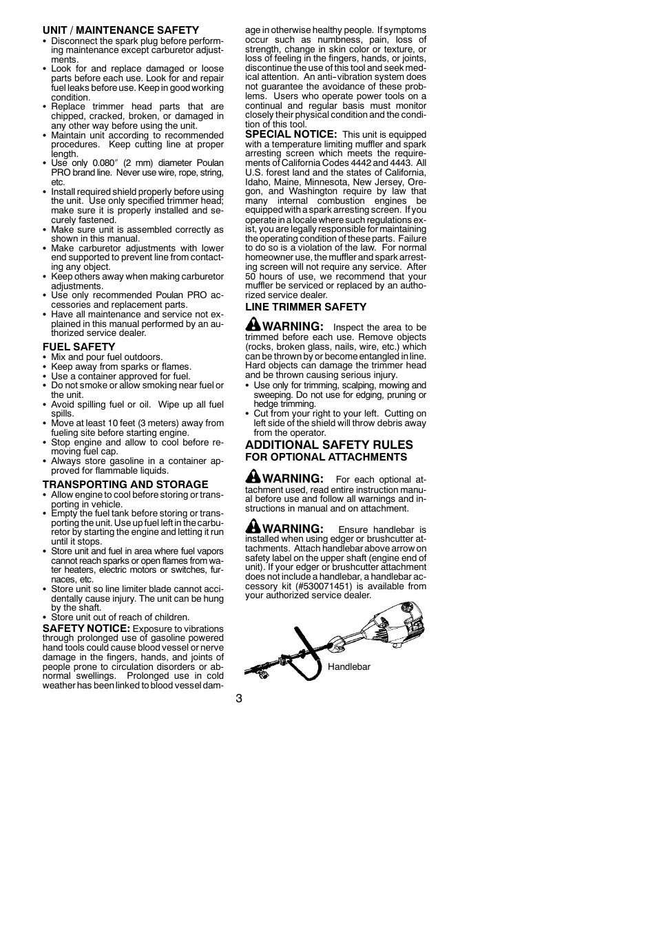 Warning, Additional safety rules | Poulan PPB150E User Manual | Page 3 / 16