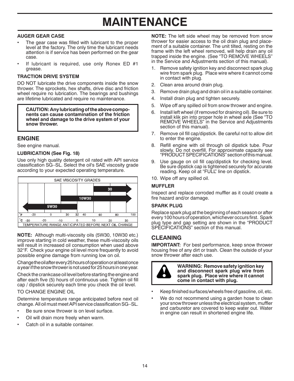 Maintenance | Poulan XT624ES User Manual | Page 14 / 40