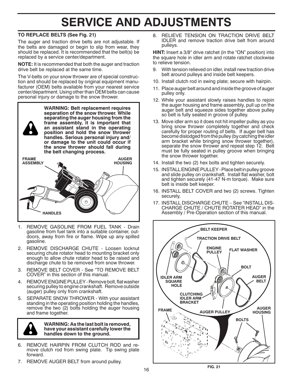 Service and adjustments | Poulan XT624ES User Manual | Page 16 / 40