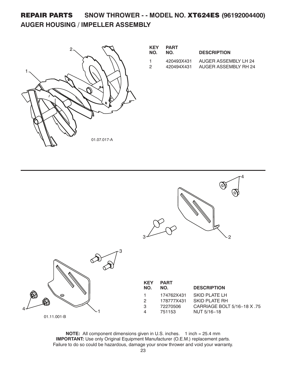 Poulan XT624ES User Manual | Page 23 / 40
