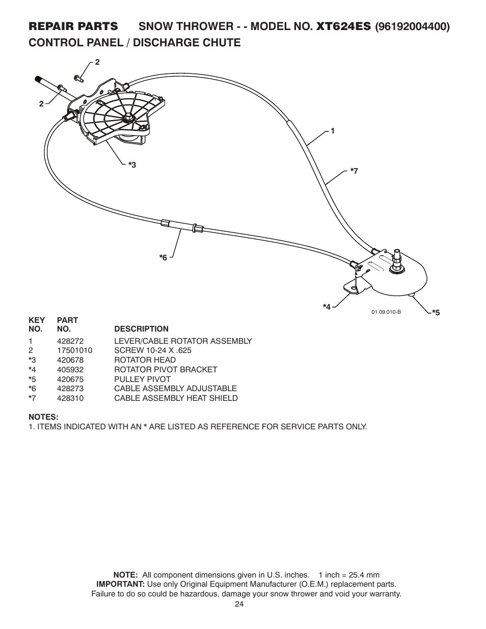 Control panel / discharge chute | Poulan XT624ES User Manual | Page 24 / 40