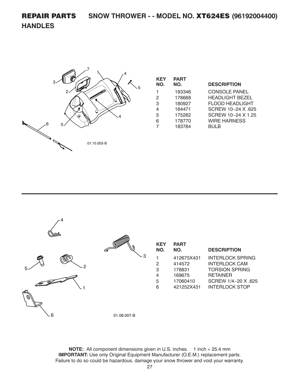 Poulan XT624ES User Manual | Page 27 / 40