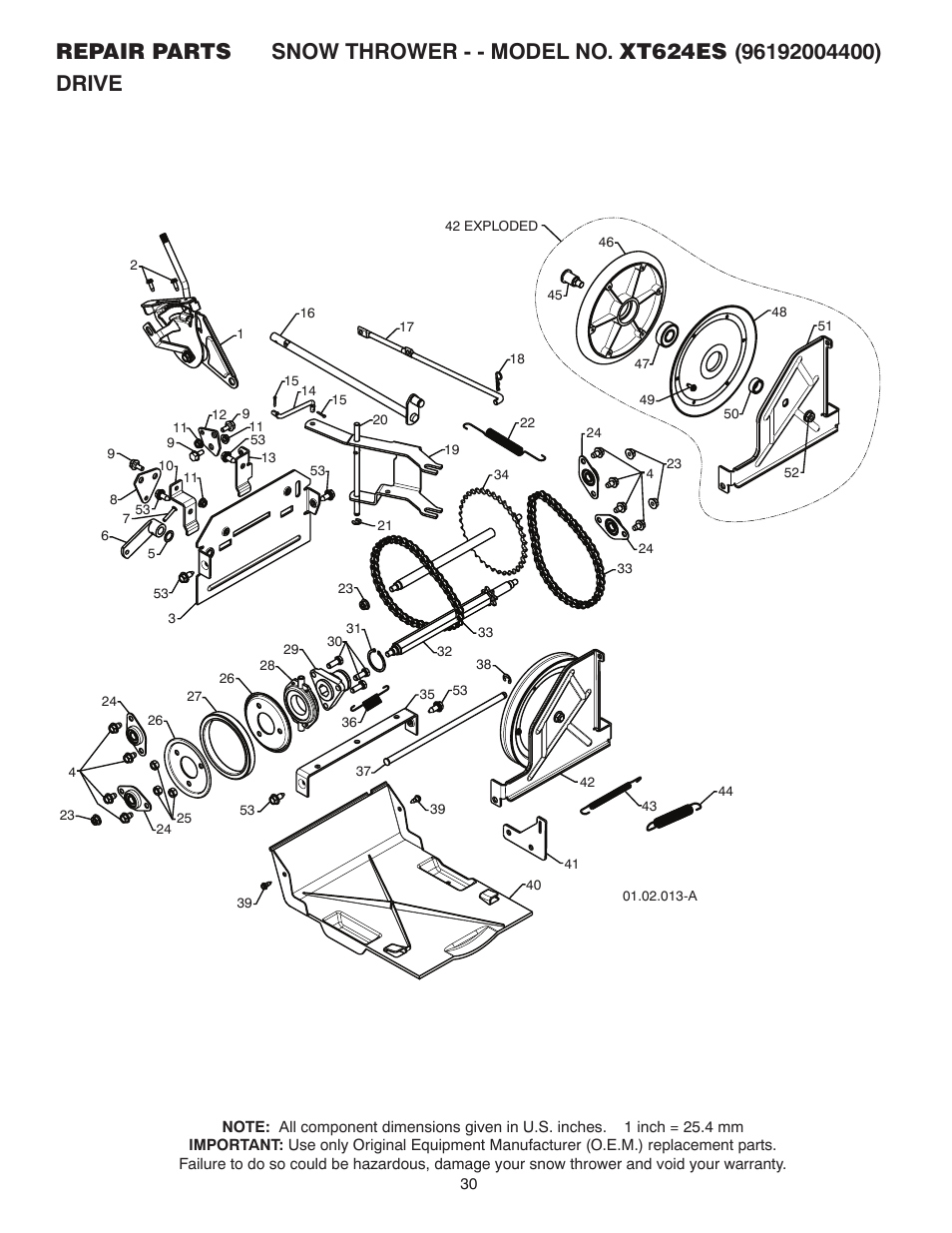Drive | Poulan XT624ES User Manual | Page 30 / 40
