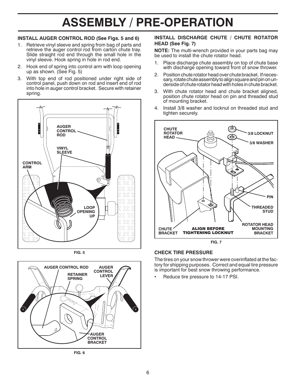 Assembly / pre-operation | Poulan XT624ES User Manual | Page 6 / 40